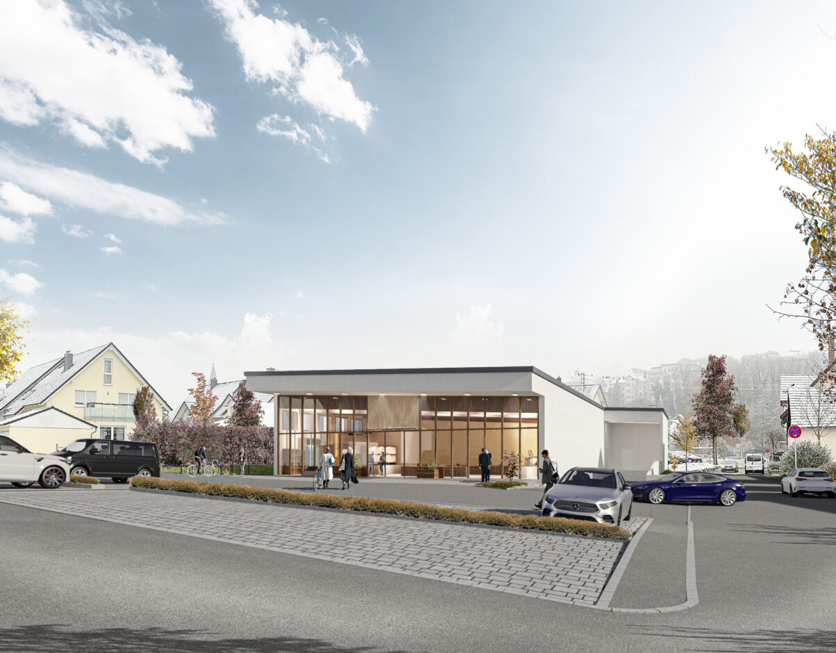 neubau supermarkt hechingen – nachhaltiger supermarktbau moderne architektur visualisierung eines supermarktes