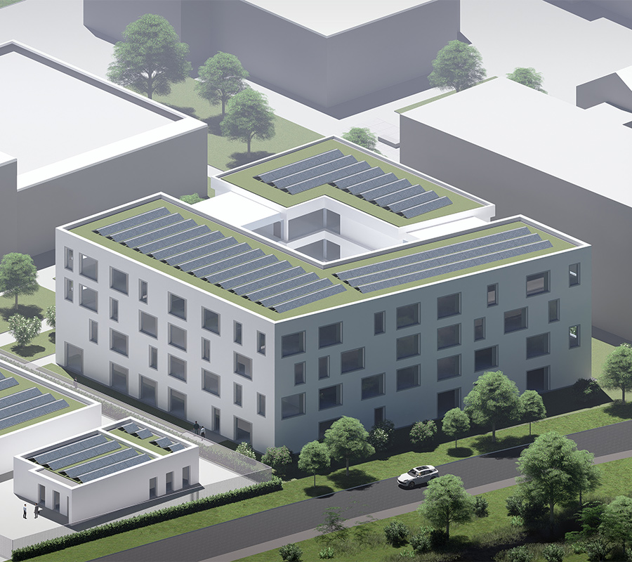 block mit innenhof begrünt